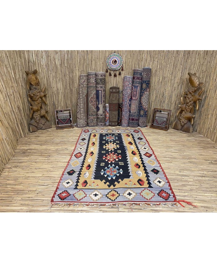 Handmade Turkish Kayseri Nomadic Original  Wool on Wool Kilim – FREE SHIPPING..!